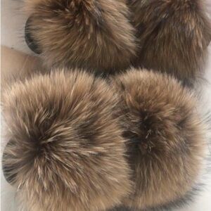 Fluffy Real Fur Slides
